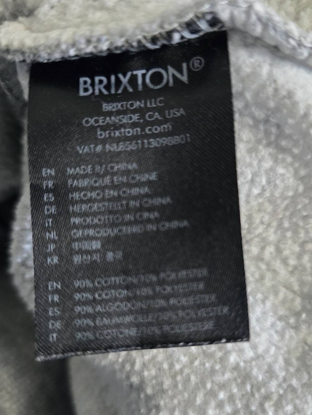 Brixton Gray Logo Pullover Hoodie Size Large - Picture 5 of 8